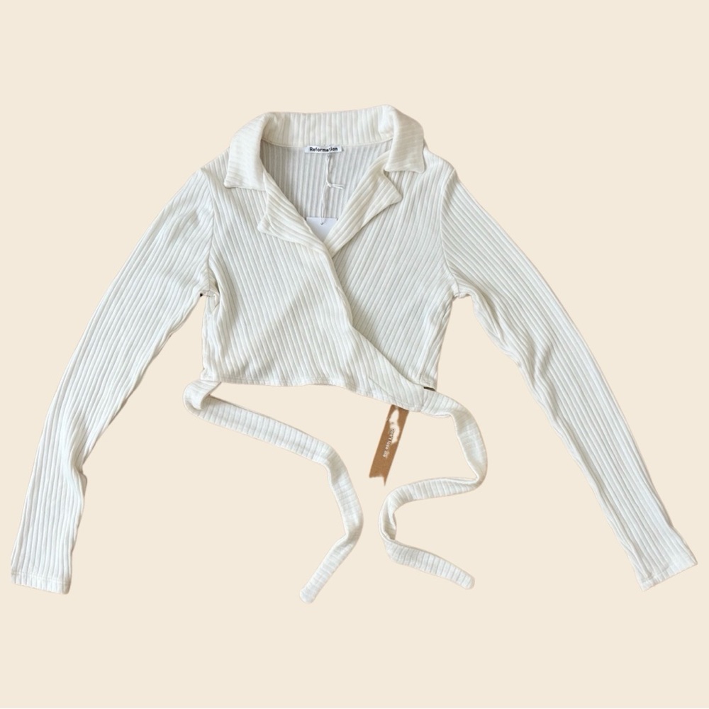 NWT Reformation Cayden Wrap Top Cream White